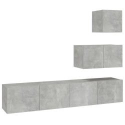 vidaXL 4-tlg. TV-Schrank-Set Betongrau Holzwerkstoff