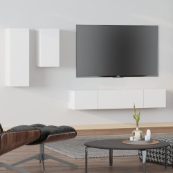 vidaXL 4-tlg. TV-Schrank-Set Weiß Holzwerkstoff