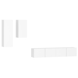 vidaXL 4-tlg. TV-Schrank-Set Weiß Holzwerkstoff