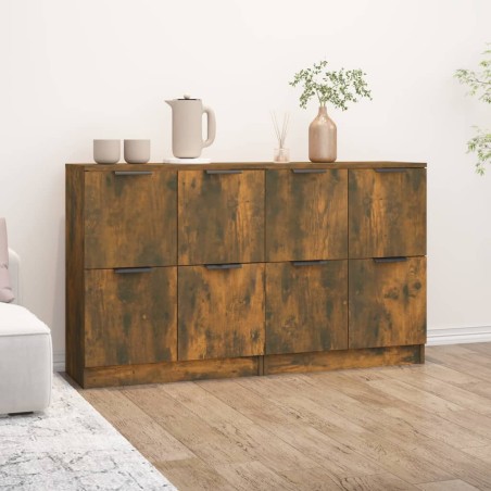 vidaXL Sideboards 2 Stk. Räuchereiche 60x30x70 cm Holzwerkstoff