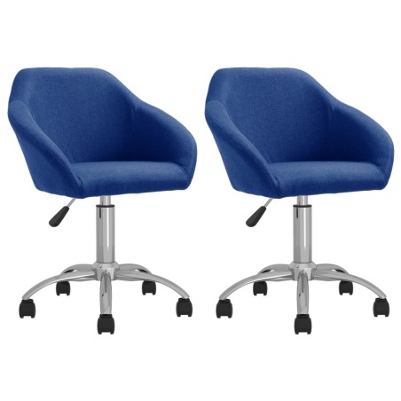 Esszimmerstühle 2 Stk. Drehbar Blau Stoff