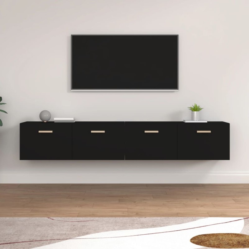 vidaXL Wandschränke 2 Stk. Schwarz 100x36,5x35 cm Holzwerkstoff vidaXL Wandschränke 2 Stk. Schwarz 100x36,5x35 cm Holzwerkstoff