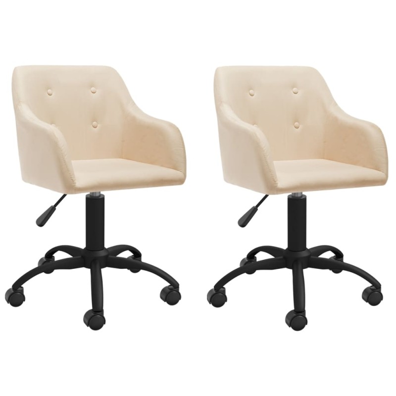 Esszimmerstühle 2 Stk. Drehbar Creme Stoff Esszimmerstühle 2 Stk. Drehbar Creme Stoff