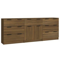 vidaXL 3-tlg. Sideboard Braun Eiche-Optik Holzwerkstoff