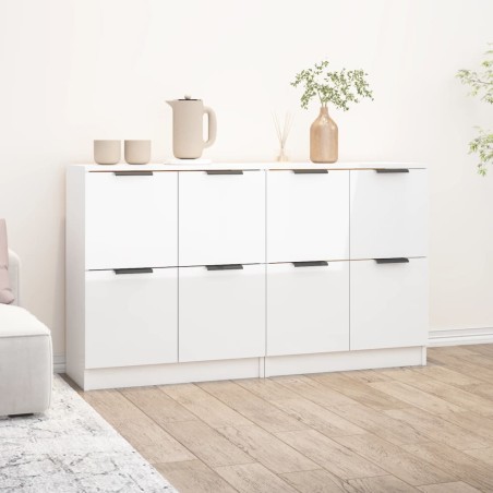 vidaXL Sideboards 2 Stk. Hochglanz-Weiß 60x30x70 cm Holzwerkstoff