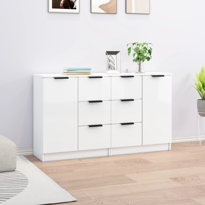 vidaXL Sideboards 2 Stk. Hochglanz-Weiß 60x30x70 cm Holzwerkstoff vidaXL Sideboards 2 Stk. Hochglanz-Weiß 60x30x70 cm Holzwerkstoff