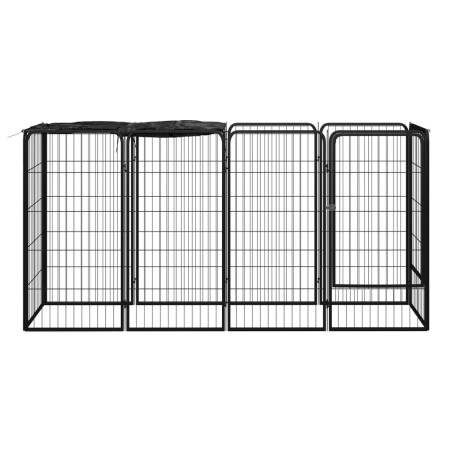 vidaXL 10-tlg. Hundelaufstall Schwarz 50x100cm Stahl Pulverbeschichtet