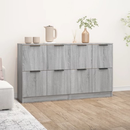 vidaXL Sideboards 2 Stk. Grau Sonoma 60x30x70 cm Holzwerkstoff