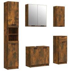 vidaXL 5-tlg. Badmöbel-Set Räuchereiche Holzwerkstoff