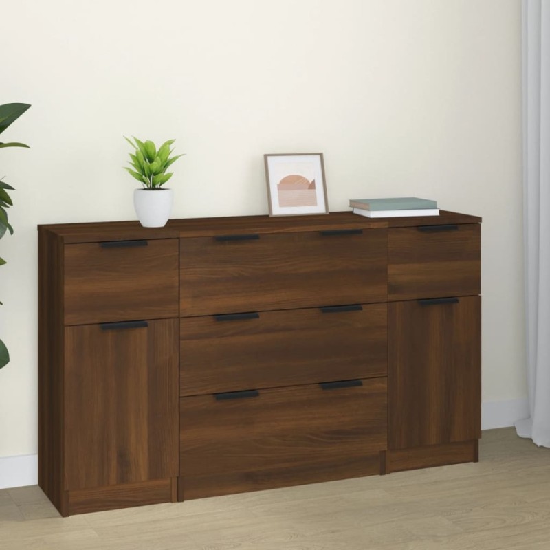 vidaXL 3-tlg. Sideboard-Set Braun Eichen-Optik Holzwerkstoff vidaXL 3-tlg. Sideboard-Set Braun Eichen-Optik Holzwerkstoff