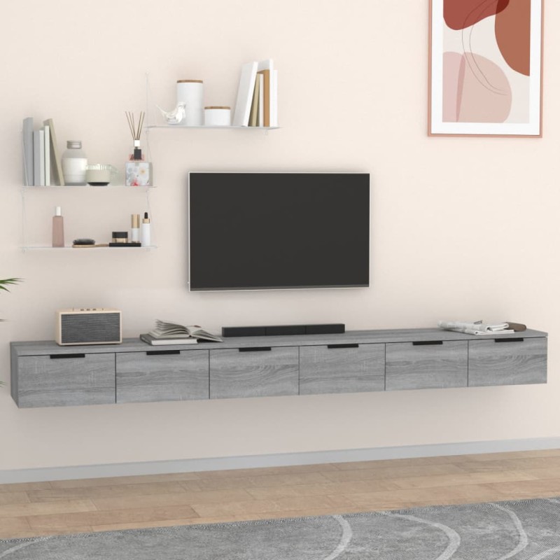 vidaXL Wandschränke 2 Stk. Grau Sonoma 102x30x20 cm Holzwerkstoff vidaXL Wandschränke 2 Stk. Grau Sonoma 102x30x20 cm Holzwerkstoff
