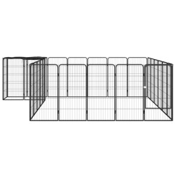 vidaXL 26-tlg. Hundelaufstall Schwarz 50x100cm Stahl Pulverbeschichtet