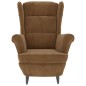 vidaXL Ohrensessel mit Hocker Braun Samt vidaXL Ohrensessel mit Hocker Braun Samt