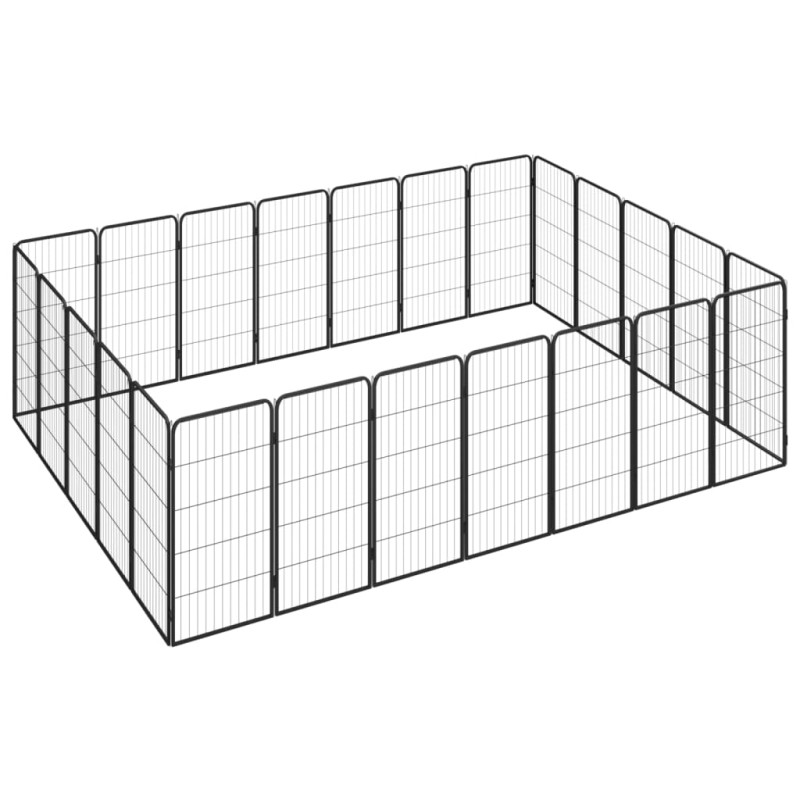 vidaXL 24-tlg. Hundelaufstall Schwarz 50x100cm Stahl Pulverbeschichtet vidaXL 24-tlg. Hundelaufstall Schwarz 50x100cm Stahl Pulverbeschichtet