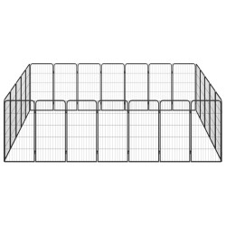 vidaXL 24-tlg. Hundelaufstall Schwarz 50x100cm Stahl Pulverbeschichtet