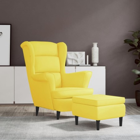 vidaXL Ohrensessel mit Hocker Senfgelb Samt