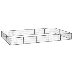vidaXL 16-tlg. Hundelaufstall Schwarz 100x50cm Stahl Pulverbeschichtet