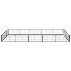 vidaXL 16-tlg. Hundelaufstall Schwarz 100x50cm Stahl Pulverbeschichtet