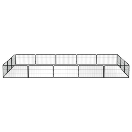 vidaXL 16-tlg. Hundelaufstall Schwarz 100x50cm Stahl Pulverbeschichtet