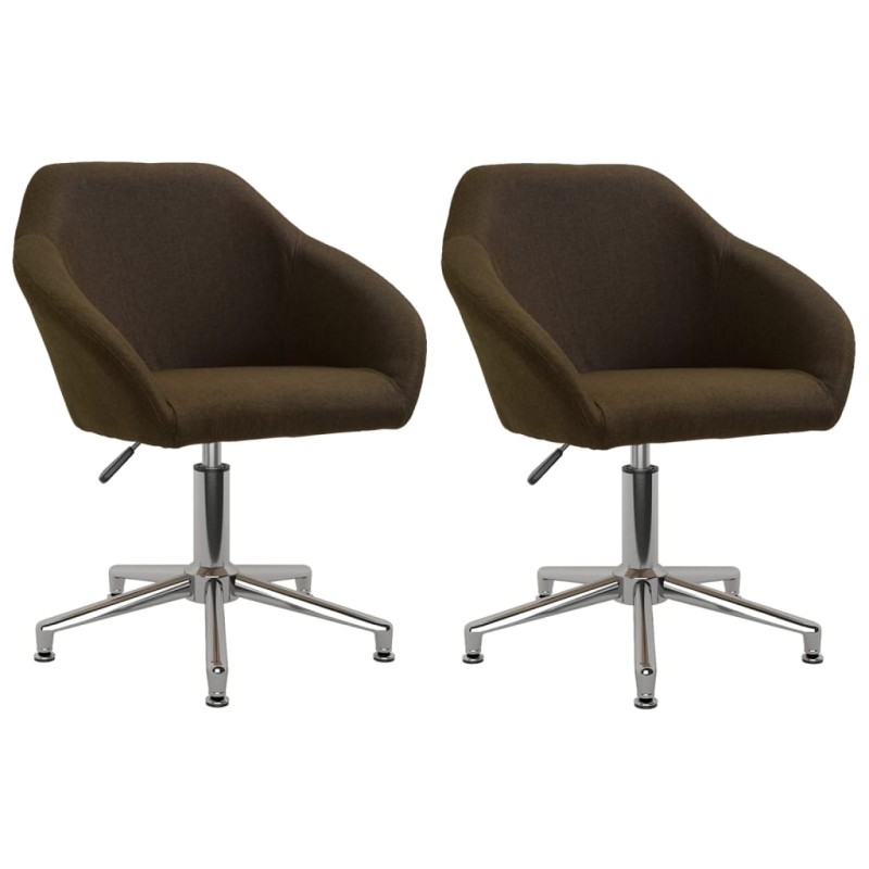 Esszimmerstühle 2 Stk. Drehbar Dunkelbraun Stoff Esszimmerstühle 2 Stk. Drehbar Dunkelbraun Stoff
