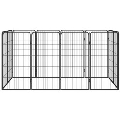 vidaXL 12-tlg. Hundelaufstall Schwarz 50x100cm Stahl Pulverbeschichtet