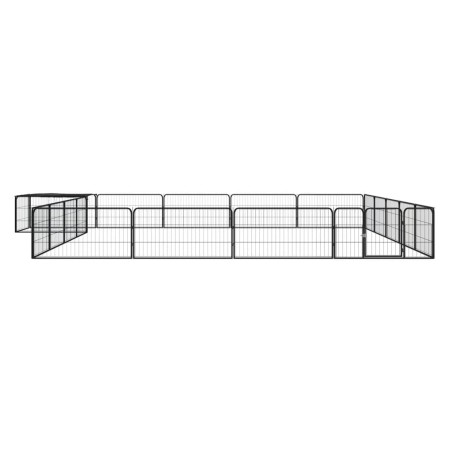 vidaXL 20-tlg. Hundelaufstall Schwarz 100x50cm Stahl Pulverbeschichtet