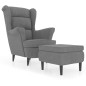 vidaXL Ohrensessel mit Hocker Hellgrau Samt vidaXL Ohrensessel mit Hocker Hellgrau Samt