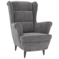 vidaXL Ohrensessel mit Hocker Hellgrau Samt vidaXL Ohrensessel mit Hocker Hellgrau Samt