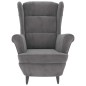vidaXL Ohrensessel mit Hocker Hellgrau Samt vidaXL Ohrensessel mit Hocker Hellgrau Samt