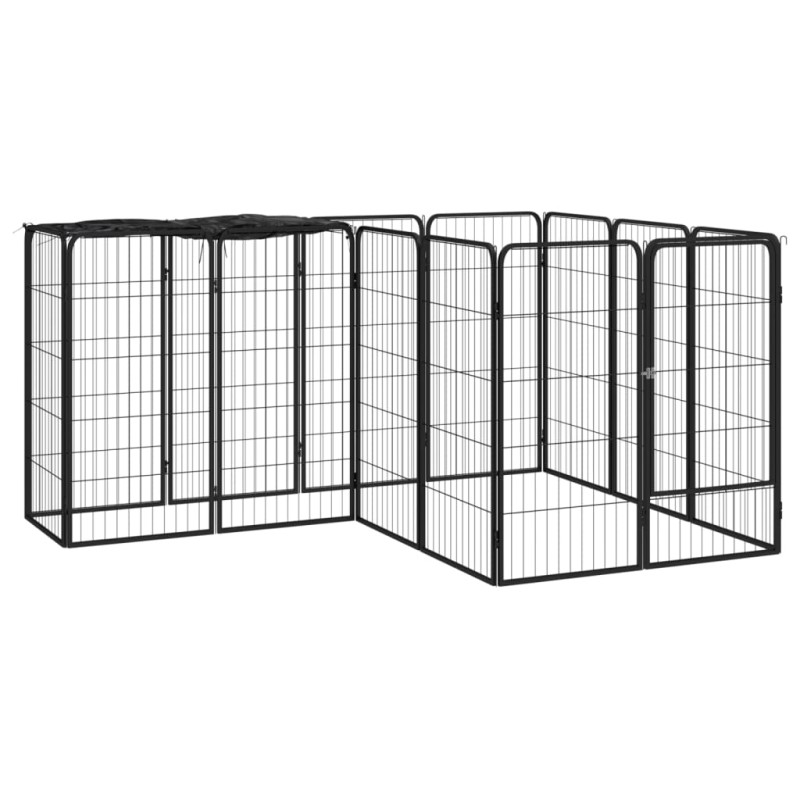 vidaXL 14-tlg. Hundelaufstall Schwarz 50x100cm Stahl Pulverbeschichtet vidaXL 14-tlg. Hundelaufstall Schwarz 50x100cm Stahl Pulverbeschichtet