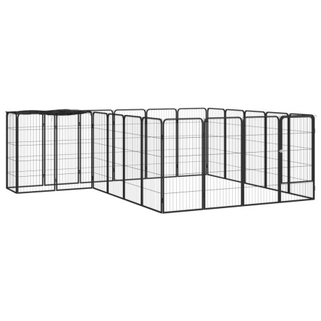 vidaXL 22-tlg. Hundelaufstall Schwarz 50x100cm Stahl Pulverbeschichtet