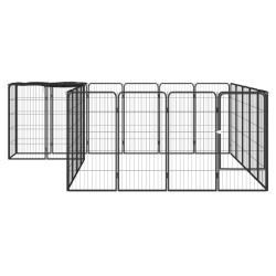 vidaXL 22-tlg. Hundelaufstall Schwarz 50x100cm Stahl Pulverbeschichtet