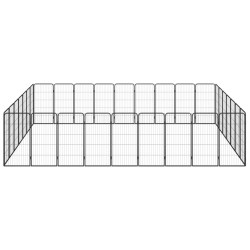 vidaXL 32-tlg. Hundelaufstall Schwarz 50x100cm Stahl Pulverbeschichtet