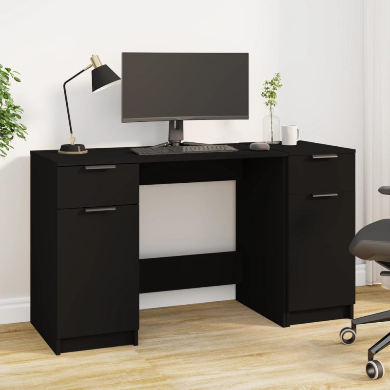 vidaXL Schreibtisch mit Beistellschrank Schwarz Holzwerkstoff vidaXL Schreibtisch mit Beistellschrank Schwarz Holzwerkstoff
