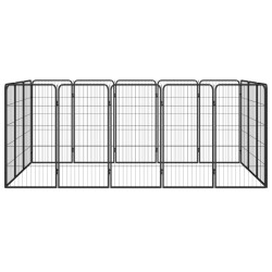 vidaXL 16-tlg. Hundelaufstall Schwarz 50x100cm Stahl Pulverbeschichtet