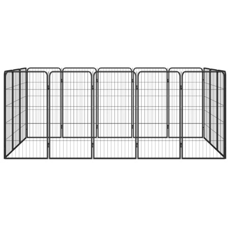 vidaXL 16-tlg. Hundelaufstall Schwarz 50x100cm Stahl Pulverbeschichtet
