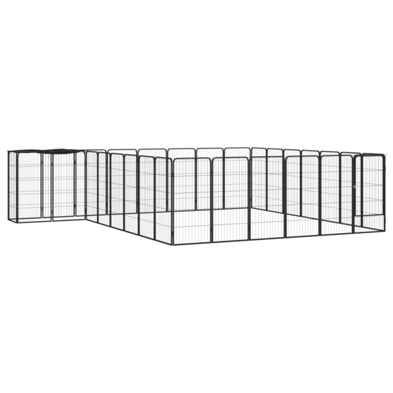 vidaXL 30-tlg. Hundelaufstall Schwarz 50x100cm Stahl Pulverbeschichtet vidaXL 30-tlg. Hundelaufstall Schwarz 50x100cm Stahl Pulverbeschichtet