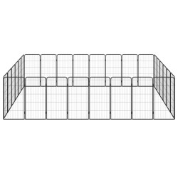 vidaXL 28-tlg. Hundelaufstall Schwarz 50x100cm Stahl Pulverbeschichtet