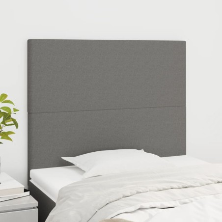 vidaXL Kopfteile 2 Stk. Dunkelgrau 100x5x78/88 cm Stoff