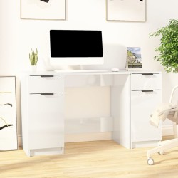 vidaXL Schreibtisch mit Beistellschrank Hochglanz-Weiß Holzwerkstoff