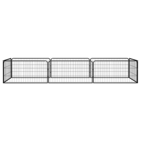 vidaXL 8-tlg. Hundelaufstall Schwarz 100x50 cm Stahl Pulverbeschichtet