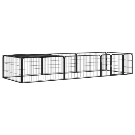 vidaXL 8-tlg. Hundelaufstall Schwarz 100x50 cm Stahl Pulverbeschichtet