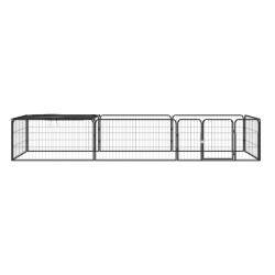 vidaXL 8-tlg. Hundelaufstall Schwarz 100x50 cm Stahl Pulverbeschichtet