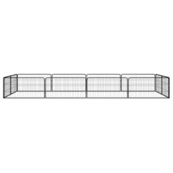 vidaXL 12-tlg. Hundelaufstall Schwarz 100x50cm Stahl Pulverbeschichtet