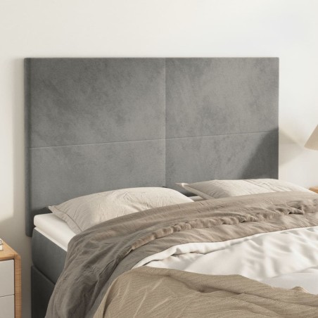 vidaXL Kopfteile 4 Stk. Hellgrau 72x5x78/88 cm Samt