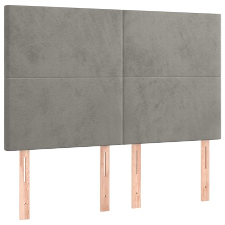 vidaXL Kopfteile 4 Stk. Hellgrau 72x5x78/88 cm Samt