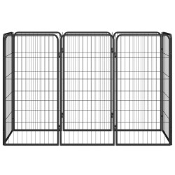 vidaXL 8-tlg. Hundelaufstall Schwarz 50x100 cm Stahl Pulverbeschichtet