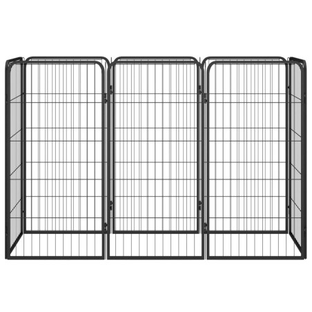 vidaXL 8-tlg. Hundelaufstall Schwarz 50x100 cm Stahl Pulverbeschichtet