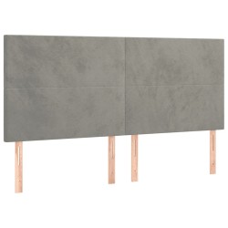 vidaXL Kopfteile 4 Stk. Hellgrau 100x5x78/88 cm Samt