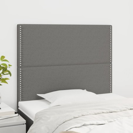 vidaXL Kopfteile 2 Stk. Dunkelgrau 100x5x78/88 cm Stoff